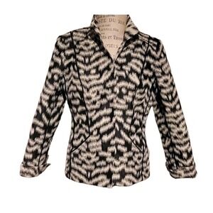 Lafayette 148 Blazer Jacket Women 8 Black Cream Office Travel